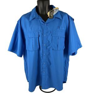 New Mens Canyon Creek SS Vented Fishing Outdoor Shirt Size XL UPF 40 Blue NWT